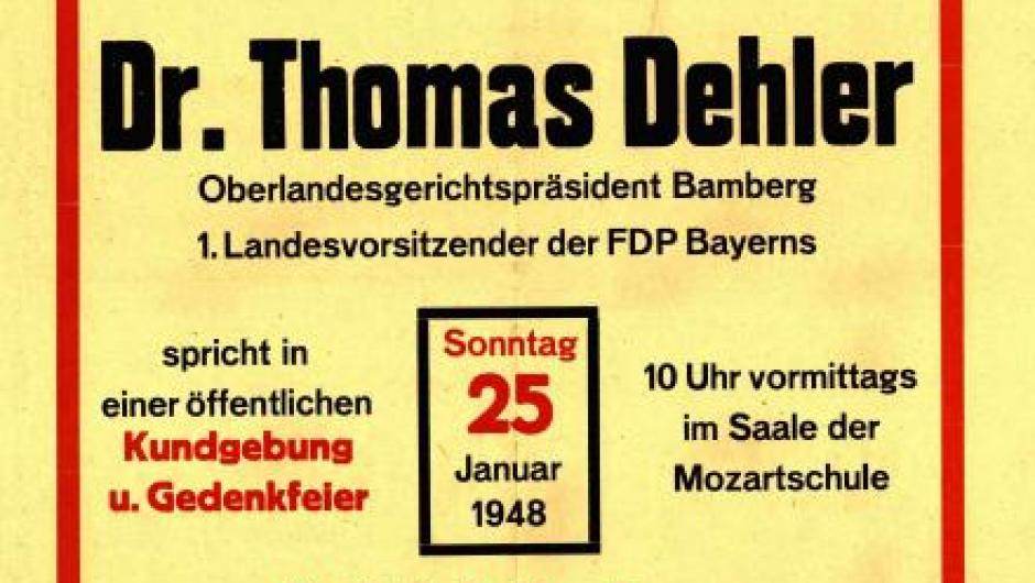 Plakat des FDP-Bezirksverbandes Unterfranken, 1948